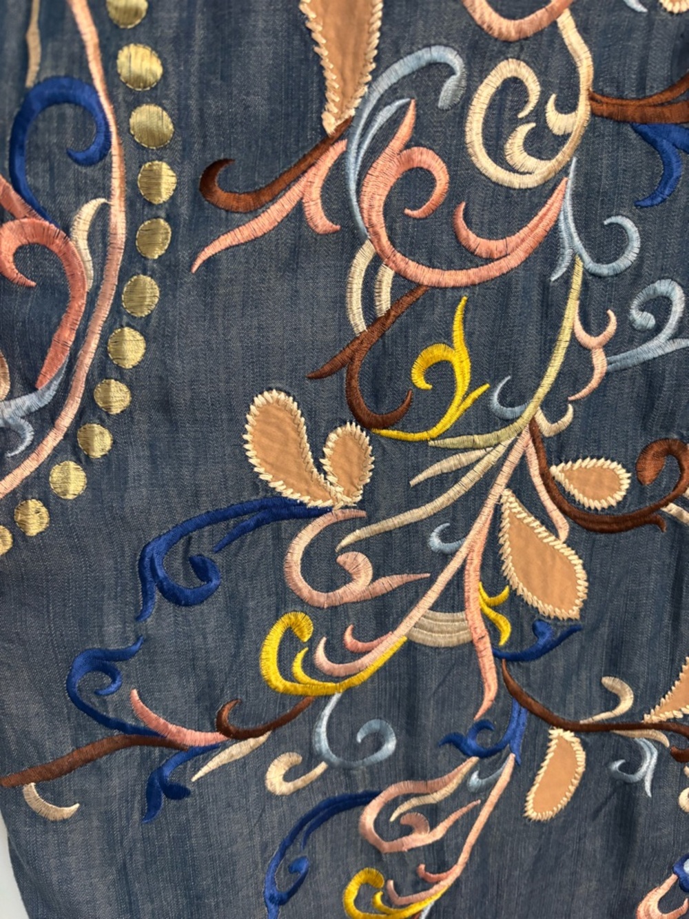 NWT Chelsea & Theodore Blue Boho Embroidered & Applique Dress - Picture 6 of 11